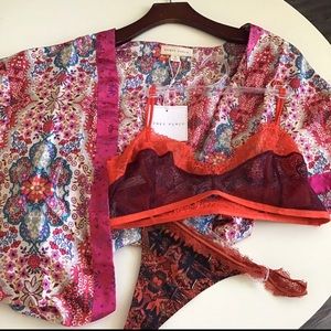 Free People Intimately Bra & Pants / Honey Punch Robe Set 🔥 See description
